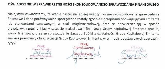 OŚWIADCZENIE ZARZĄDU EMITENTA W SPRAWIE RZETELNOŚCI