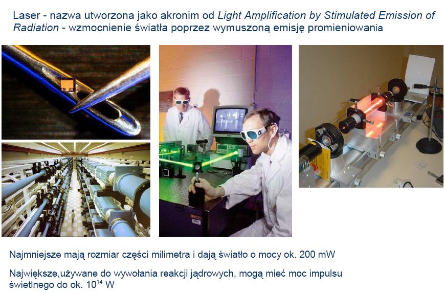 Absorpcja i emisja fotonu przez atom, który ma dwa poziomy energii hν=e2-e1 h=6,63 10-34 J s Emisja spontaniczna A21 prawdopodobieństwo emisji
