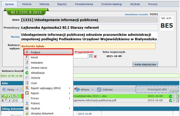 opcję Podpisz.