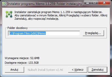 Rysunek 3 Pojawi się ekran wyboru lokalizacji instalacji (rys.