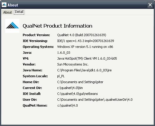 6. Symulacje. 6.1. Informacje wstępne. Do wykonania symulacji, zaprezentowanych w tej pracy, został wykorzystany program o nazwie QualNet (wersja 4.0)[41].