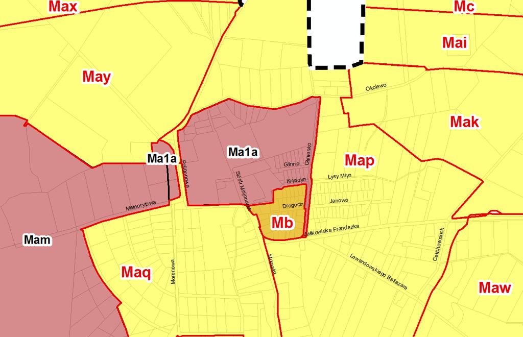 Sytuacja planistyczna Mb mpzp dla terenów w rejonie
