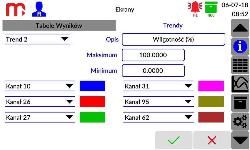 Po prawej stronie od listy wyboru znajduje się pole Opis, w którym tabeli można nadać dowolną nazwę, jednak nie dłuższą niż 20 znaków. Poniżej znajduje się zarys tabeli.