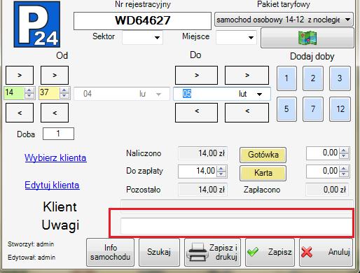 parkingowe - pokazuje się jeżeli zostanie przydzielone (omówione w dalszej części) status