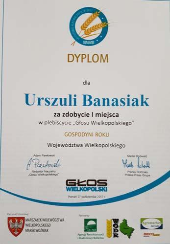 Gospodyni Roku 2017 z powiatu tureckiego Na łamach Głosu Wielkopolskiego po raz kolejny przeprowadzony został plebiscyt pod nazwą Mistrzowie AGRO 2017.