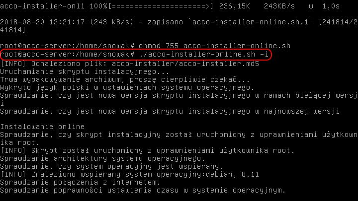 sh 5. Uruchom pakiet instalacyjny wpisując komendę:./acco-installer-online.