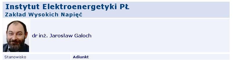 Adiunkt, wykładowca w Zakładzie wysokich napięć Politechniki Łódzkiej, współpracujący naukowo z wydziałami inżynierii