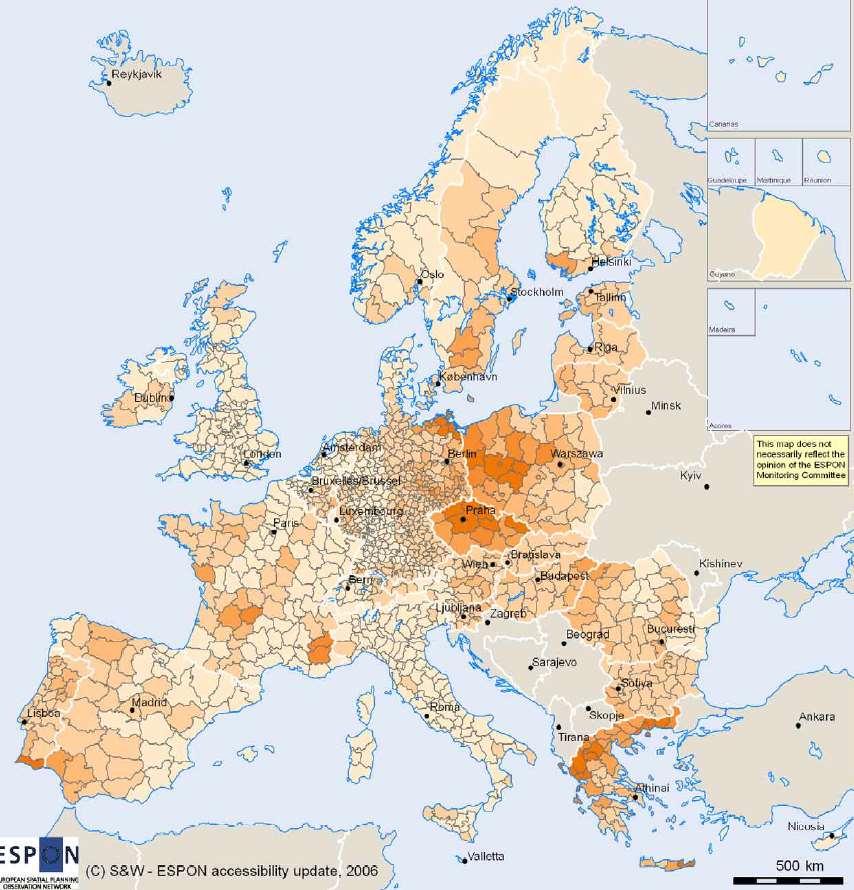 Potencjał interakcji Zmiana dostępności do skupisk ludności - sieć drogowa