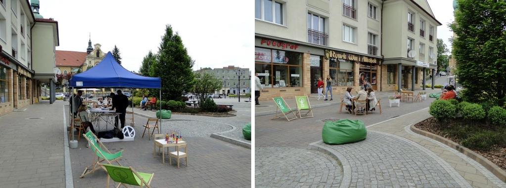 na ulicy Rynek 2-6 przeprowadzone zostało prototypowanie urbanistyczne, polegające na wprowadzeniu tymczasowych zmian dotyczących organizacji ruchu (dopuszczono wyłącznie ruch pieszy) oraz