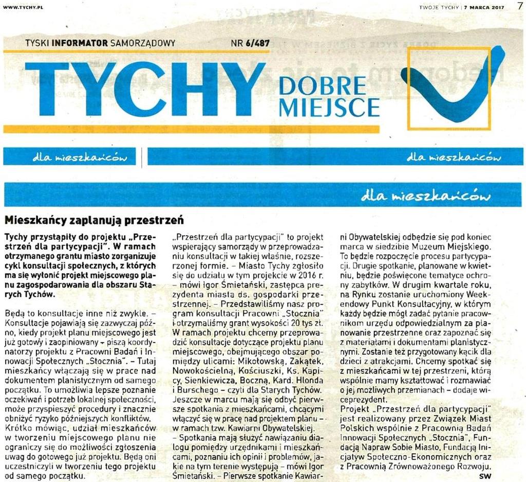 VII. Załącznik nr 2: Informowanie mieszkańców o procesie konsultacji społecznych. Zał. 2.: Wycinek prasowy 1.
