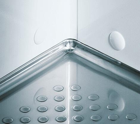 System łączenia na zakładkę TectoCell zapewnia bezspoinowe połączenie ścian. Łączenie ścian na zakładkę bez spoin zapobiega osadzaniu się zabrudzeń i wody.