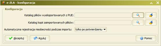 Opcja "Import e-zla z PUE" uruchomia proces wczytania elektronicznych zwolnień lekarskich ze wskazanego katalogu ustawionego w konfiguracji e-zla.