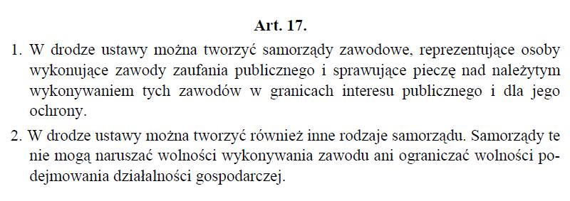 art. 17 Konstytucji RP z 2 kwietnia 1997 r.