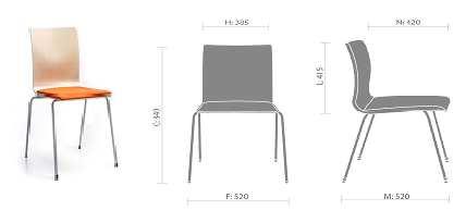 9 KRZESŁO KONFERENCYJNE typu ORTE OT 2N lub równoważne krzesło konferencyjne bez podłokietników, rama metalowa, chromowana, siedzisko i oparcie wygięte ergonomicznie, z