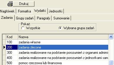 a) zaznaczyć opcje wydruku Wydatki w układzie klasyfikacji budżetowej b) przejść na zakładkę Jednostki i zaznaczyć wszystkie jednostki lub wybrane c) przejść na zakładkę Formatka i zaznaczyć wydruk z