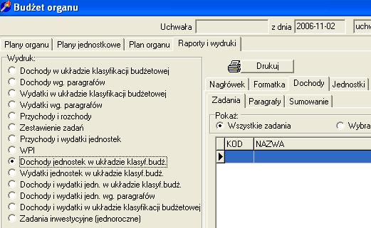 3.11. Układy wykonawcze dla jednostek podległych System umożliwia wydrukowanie wszystkich układów wykonawczych dla jednostek organizacyjnych w tym wydziałów z jednego poziomu wydruku a) zaznaczyć