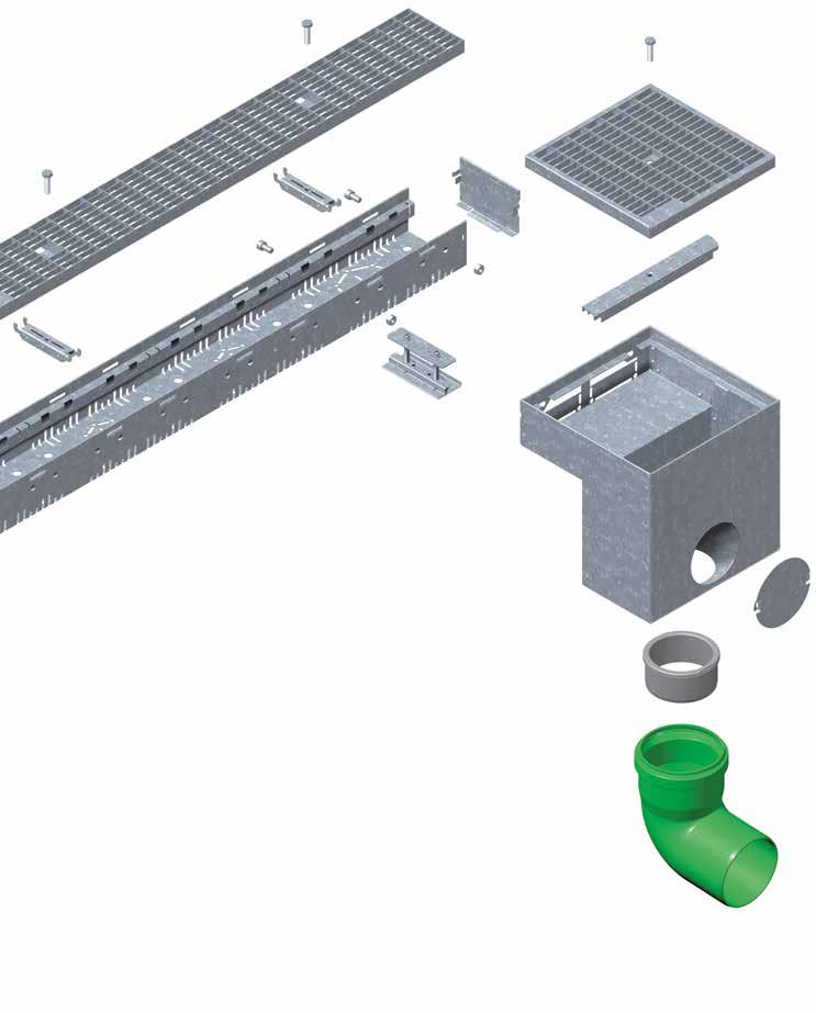 6 7 1 korytka ze i ocynkowanej lub i nierdzewnej, w różnych szerokościach i wysokościach, z perforacją umożliwiającą podłączenie do kanalizacji DN 70 i DN 100 2 różne warianty nakładanych rusztów np.