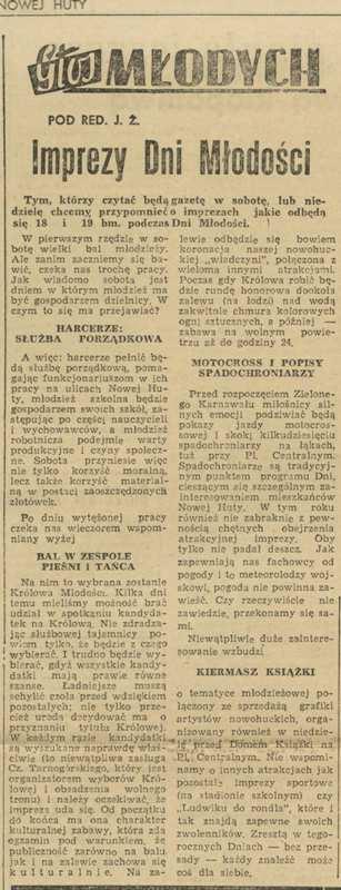 Pisał sprawozdawca Głosu: Przed rozpoczęciem uroczystej inauguracji Dni, kiedy młodzież szkolna przebrana w najrozmaitsze stroje oraz harcerze, sportowcy motocykliści zdążali na plac przy osiedlu