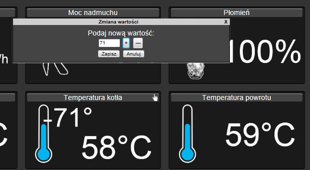 Parametr przewidziany do modyfikacji jest oznaczony na ikonie dodatkowym symbolem.