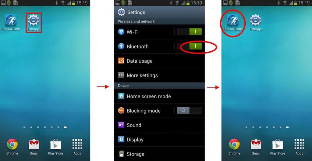 . Dopasowanie urządzeń BT i obsługa aplikacji Krok : Umieść urządzenie Android na obszarze przed ekranem LED. Możesz tam go dołączyć.