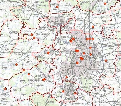 Rys. 2. Lokalizacja głębokich otworów wiertniczych i przebieg przekroju geologicznego z rys.