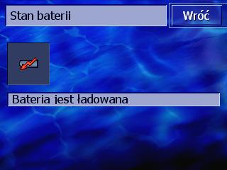 8.13.3 Stan baterii Stan baterii Okno STAN BATERII zawiera informacje dotyczące stanu naładowania akumulatora. 1. Stuknij w przycisk Stan baterii. Otwiera się okno STAN BATERII.