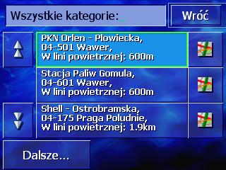 Stuknij w podkategorię, z której chcesz wybrać cel specjalny.