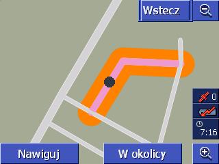 Przesuń mapę Autoobiektyw Przycisk Auto widoczny jest zawsze, wraz z paskiem suwaka skali i po zmianie skali mapy.