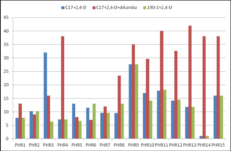 Średni czas działania temperatury dla genotypów z PHR wynosił 16,9 dnia, a dla linii pochodzących z DANKO 22,2 dnia. Średni czas przechowywania kłosów wynosił od 11,8 dnia do 31 dni.