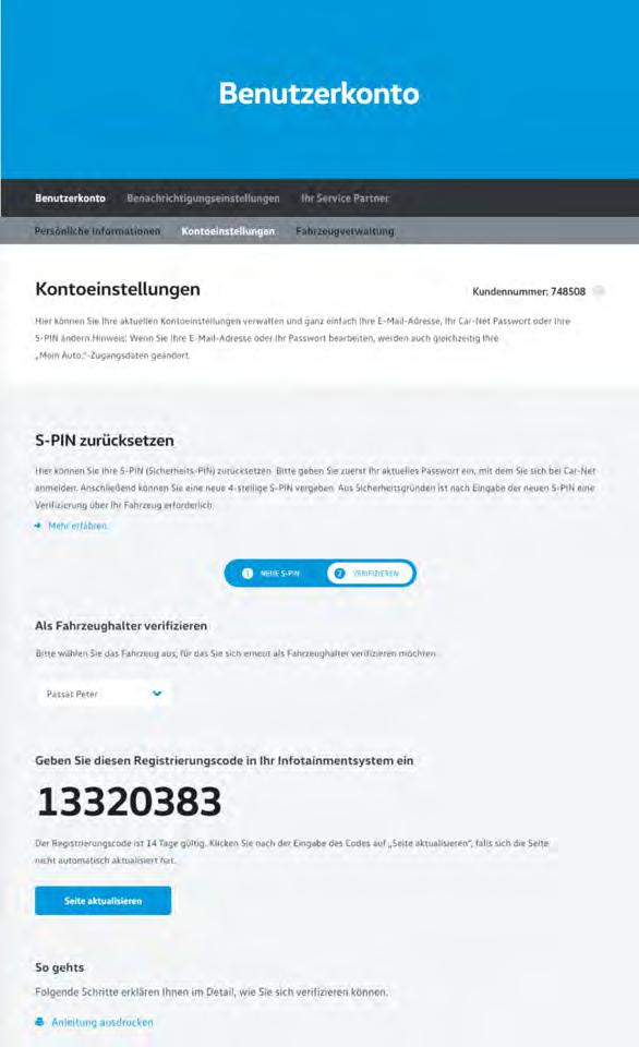 B-PIN* Weryfikacja Rys. 22: Kod rejestracyjny B-PIN 6. Wybrać samochód (jeśli jest ich więcej), dla którego użytkownik ponownie chciałby przejść weryfikację jako posiadacz samochodu.