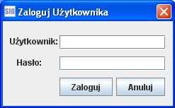 6) Klikamy na Zaloguj i przechodzimy do programu. Tu równieŝ mamy informację, kto obecnie jest zalogowany i menu Hasło, ale po kliknięciu na nie rozwija nam się tylko jedno podmenu Zmień hasło.