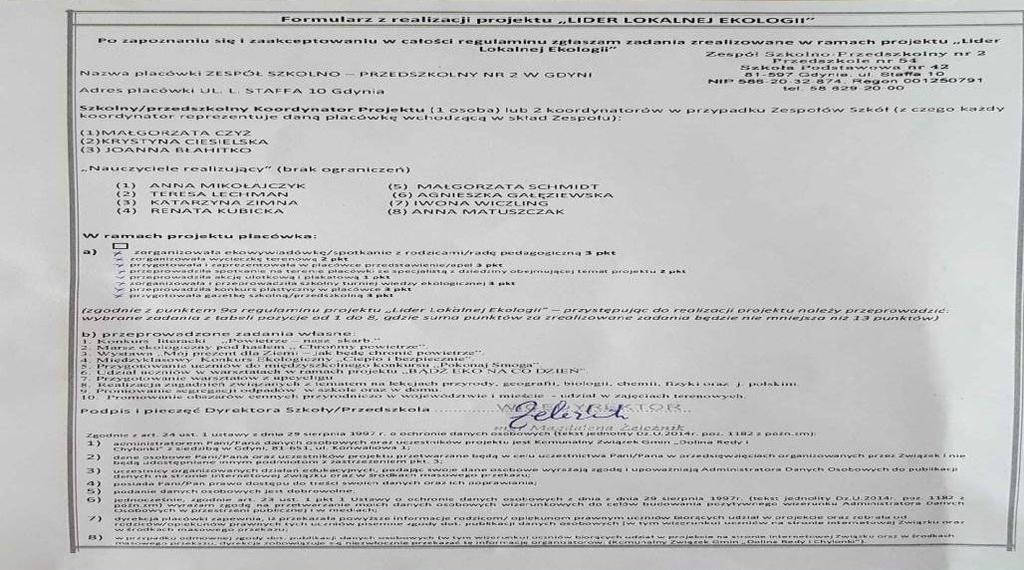 FORMULARZ Z REALIZACJI