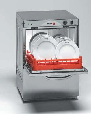 Kontrolowane termostatem temperatury: mycia 60 C i wyparzania 90 C. Możliwość zasilania wodą zimną lub ciepłą. Termostat sterujący fazami mycia. Pojemność zbiornika myjącego - 25 litrów.