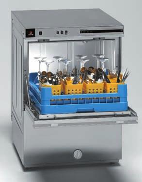 LINIA ADVANCE COMPLET Zmywarki Podblatowe do Naczyń Cechy charakterystyczne: Kosz: 500 x 500 mm szer./gł. Max średnica talerzy: Ø 32 cm. Zbiornik: Moc grzałek: 2.8 kw - Pojemność: 25 litrów.