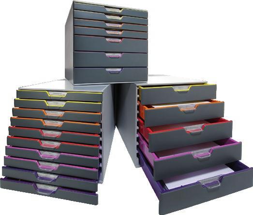 8.13 Szuflady na dokumenty Pojemnik z 4 lub 5 szufladami Leitz WOW Stylowy, wytrzymały pojemnik z szufladami do przechowywania dokumentów, przyborów.
