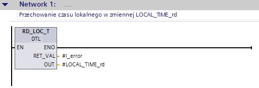 5.2 Program w bloku OB1 Czas lokalny Kolejnym krokiem jest utworzenie programu w bloku OB1.
