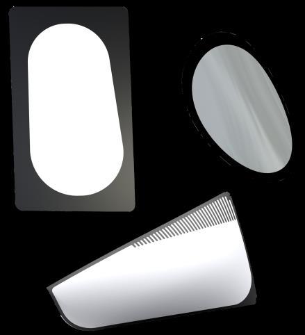 SZYBY REFLEKTORÓW Szyba reflektora ze szkła bezpiecznego z homologacją ECR 43 do pojazdów szynowych. Dla świateł LED wyposażone w system grzewczy.