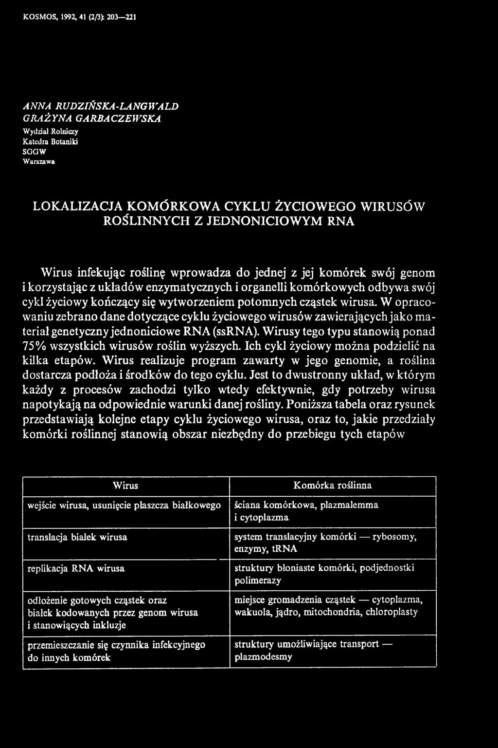 Wirus realizuje program zawarty w jego genomie, a roślina dostarcza podłoża i środków do tego cyklu.