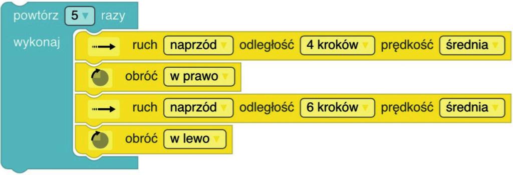 #ZadanieWie lub Poproś uczniów, o to, aby w parach wymyślili dla siebie wzajemnie zadanie oparte na schodkach, następnie zaowali robota w taki sposób, żeby jego ruch odzwierciedlał