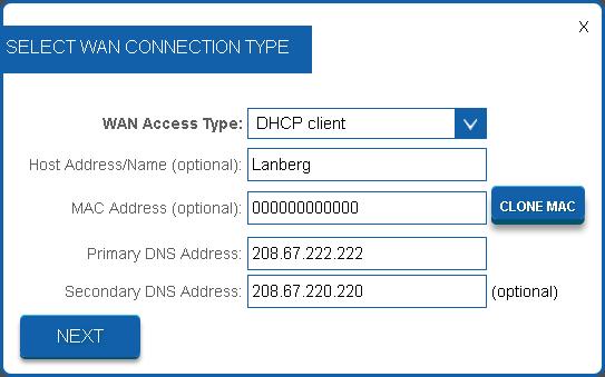 Quick Installation Guide If you need to configure one of following Internet connection (WAN) modes: DHCP, Static IP address, PPPoE, PPTP, L2TP (3.5.