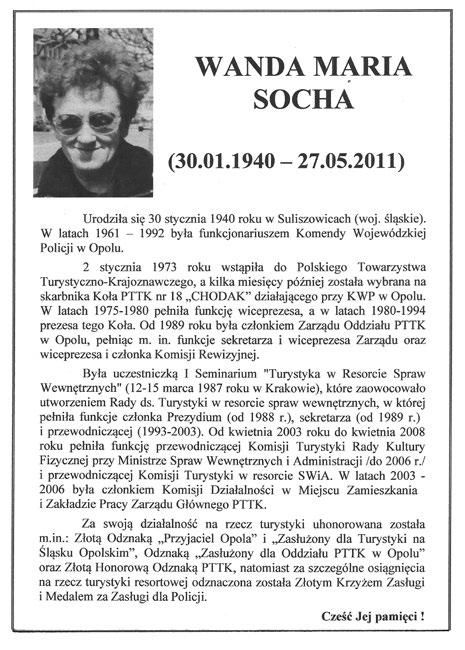 27 maja 2011 roku dotarła do nas smutna wiadomość: Wandzia Socha nie żyje!