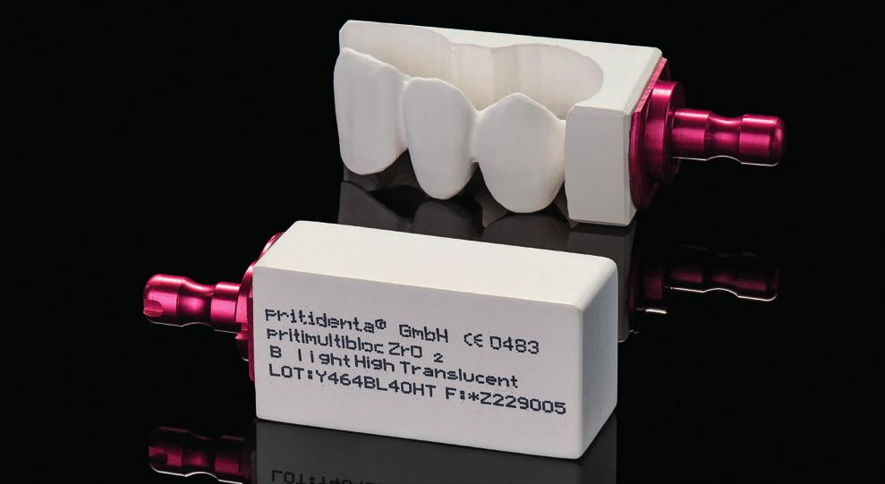High Translucent priti multibloc ZrO2 multicolor High Translucent, cyrkon o mikrostrukturze kubicznej z przeziernością na poziomie 49% Zastosowanie: Materiał: Prace o wysokiej estetyce, korony w