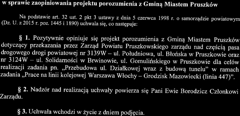 Uchwała nr..ż.ę.'ł.../..s3z2.../2016 Zarządu Powiatu Pruszkowskiego z dnia ż2..m;ęf:g... 2016 r.