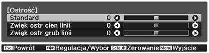 Regulaja obrazu a Naiśnij przyisk. d Aby wyjść z menu, naiśnij przyisk. Wyświetli się menu konfiguraji. b Wybierz opje Obraz Ostrość. Wyświetli się ekran regulaji opji Ostrość.