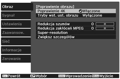 Regulaja obrazu Super-resolution Zwiększ szzegółów Dokł. regul. linii: Służy do wzmonienia kontrastu i konturów złożonyh obrazów.