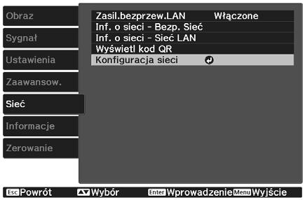Używanie projektora w siei Wyświetlanie przy użyiu kablowej siei LAN Możesz wysyłać obrazy do projektora poprzez sieć kablową.