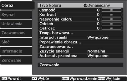 Wyświetli się menu konfiguraji. b Za pomoą przyisków wybierz menu główne po lewej stronie, a następnie potwierdź wybór, naiskają przyisk.