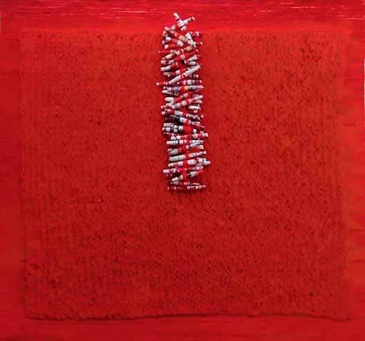AGNIESZKA JANKOWSKA Obraz odzyskany 40 x 40 cm, technika własna, 2014 Urodziła się w 1968 r. Ukończyła Instytut Wychowania Artystycznego UMCS w Lublinie dyplom w Pracowni Rzeźby prof.