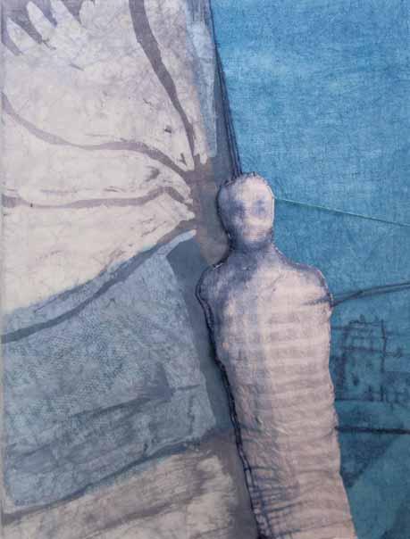 MAŁGORZATA KRUK Pustkowie 40 x 30 x 4 cm, technika: batik, aplikacja, 2014 Urodziła się w 1985 r. w Poznaniu.