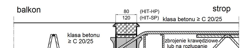 zespolonymi ze współpracującą płytą betonową Rysunek 27: Przykład połączenia łącznika HIT-HP/SP ZVX z płytami